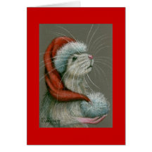 Rat in Santa Hat Christmas Card