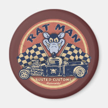 Rat Man Rusted Customs Magnet