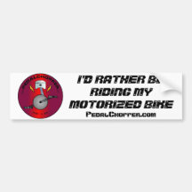 Rather Be Riding My Motorized Bike Red Logo Bumper Stickers