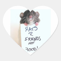 Rats R Friends Not Food 2 Heart Sticker