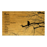 Raven on the Tree with wooden background Business Card