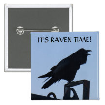 Raven Silhouette on Unalaska Island Buttons