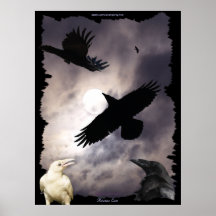 Ravens Eve & Moon Halloween Dark Art Poster