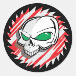 Razor Saw Skull Round Stickers