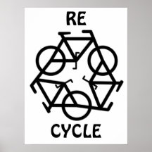 RE CYCLE Recycle Bicycle Symbol Print
