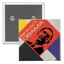 Re-elect Obama: Modern Art design Button