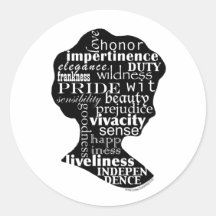 Read Jane Austen Cameo Round Sticker