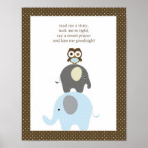 Read me a story owl elephant boy nursery art posters