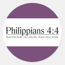 Read the Bible Philippians 4:4 Round Stickers