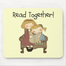 Read Together - Mum and Girl Tshirts and Gifts Mousemats