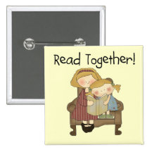 Read Together - Mum and Girl Tshirts and Gifts Pin