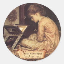 "Reading Desk" Pre-Raphaelite Bookplate Stickers