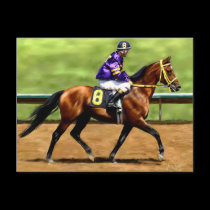 Ready to Run - Race Horse Painting postcards