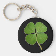Real 4 Leaf Clover Shamrock Black Key Chain