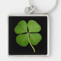 Real 4 Leaf Clover Shamrock Black Key Chains