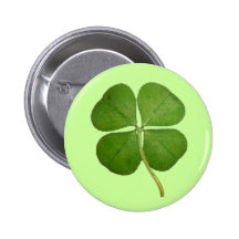 Real 4 Leaf Clover Shamrock Button