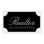 Realtor White Script /Black Plaque Business Card Templates