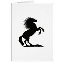 Rearing Black Stallion - Greeting Cards