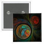 Rebirth Blue Abstract Art Button (square)