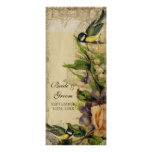 Reception Dinner Menu Yellow Song Bird Cage Floral Invitation