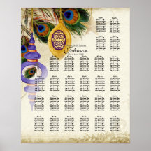 Reception Table Seating Chart, Christmas Peacock Print