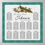 Reception Table Seating Chart, Vintage Peacock Print