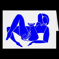 Reclined Blue Nude with Cat cards