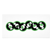 Record Row Green Personalized Photo Card