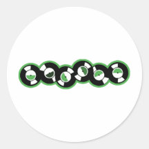 Record Row Green Round Stickers