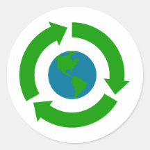 Recycle Earth Logo Design Round Sticker