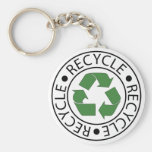 Recycle Green Ceter Logo Keychains