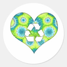 Recycle Heart Tie Dye Sticker