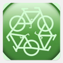 Recycle Logo w/ Bicycles Square Sticker