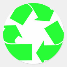 Recycle Symbol Green Round Stickers