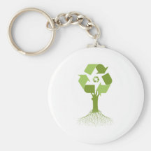 Recycle tree green key chain