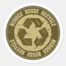 Recycled Grunge Round Sticker