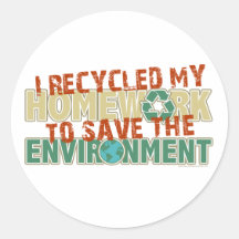Recycled Homework Sticker