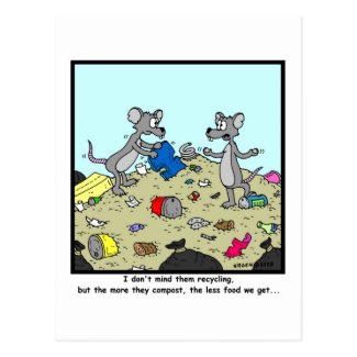 Recycling and Composting: Rat Cartoon Postcard