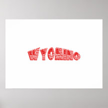 Red American Flag Wyoming Poster