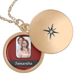 Red and black custom photo personalized necklace
