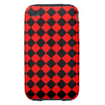 Red and Black Diagonal Checkerboard Design Tough iPhone 3 Case