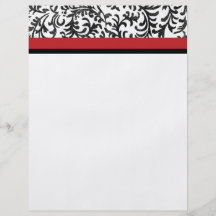 Red and Black Floral Damask Pattern Full Color Flyer