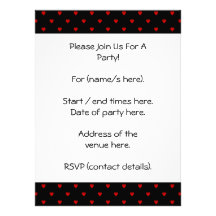 Red and Black Hearts. Pattern. Invite