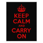 Red and Black Keep Calm and Carry On Custom Invitations