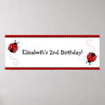 Red and Black Ladybug Birthday Banner Poster