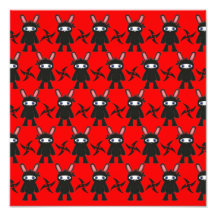 Red and Black Ninja Bunny Pattern Art Photo