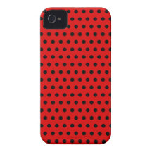 Red and Black Polka Dot Pattern. Spotty. iPhone 4 Cover