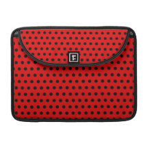 Red and Black Polka Dot Pattern. Spotty. Sleeves For MacBooks