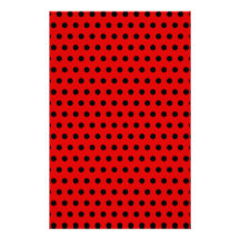 Red and Black Polka Dot Pattern. Spotty. Stationery Paper