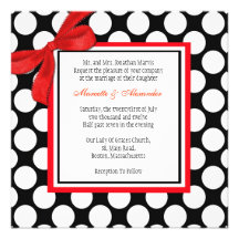Red and Black Polka Dot Wedding Invitation